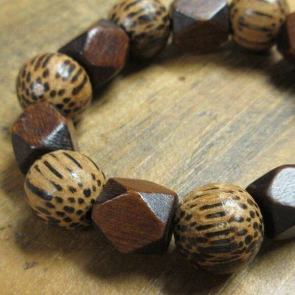 MERRISOTA JEWELRY Coconut Palm Tree Wood Stretch Bracelet Womens Size 6 1/2" NEW - Picture 3 of 6